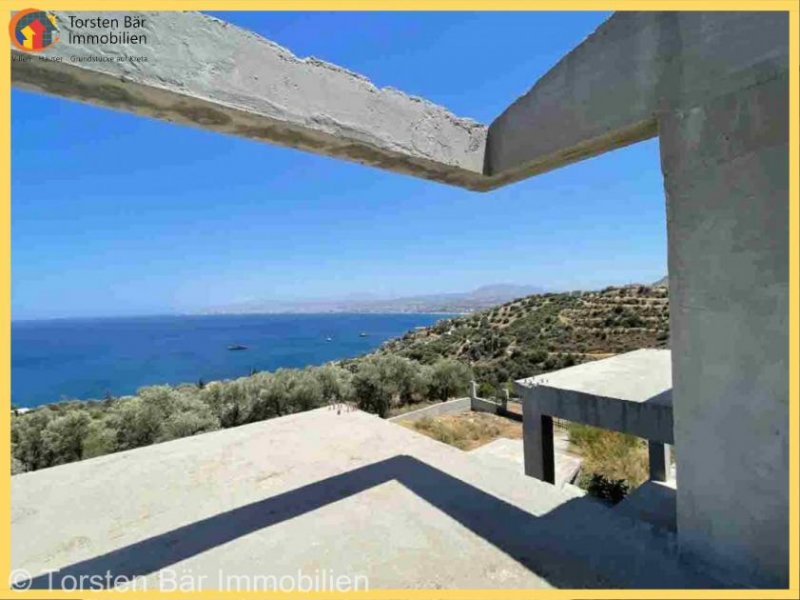 Rodia-Heraklion Kreta, Rodia (Heraklion) Villa im Rohbau mit Panorama-Meerblick Haus kaufen